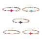 Bracelets sur elastique grain perle verre multicolore Ø 4 mm avec croix. LOT DE 5 ASSORTIS