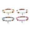 Bracelet sur elastique grains bois de wenge et pierres naturelles Ø 8 mm. LOT DE 4 ASSORTIS