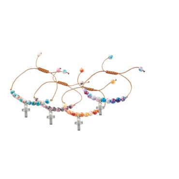 Bracelet dizainier sur corde grains en jade colore Ø 6 mm. LOT DE 4 ASSORTIS
