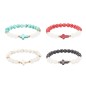 Bracelet sur corde grains en jade et pierre Ø 8 mm avec croix. LOT DE 4 ASSORTIS