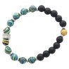 Bracelet dizainier élastique, grains en jade noir et azurite marbrée 8 mm.