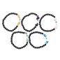 Bracelet sur elastique pierre de lave Ø 7 mm et pierre avec croix. LOT DE 5 ASSORTIS