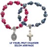 Bracelet dizainier sur élastique pour enfant grains en bois Ø 6 mm avec croix métal.