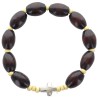 Bracelet dizainier sur élastique grains bois Ø 10 mm avec croix