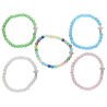 Bracelet sur élastique en perles verre saturne couleur assortie avec croix strass Ø 4 mm. LOT DE 5