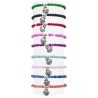 Bracelet sur élastique en pierre de 4 mm avec coquille de saint Jacques, métal de couleur argentée. LOT DE 9 ASSORTIS