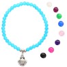 Bracelet sur élastique en pierre de 4 mm avec coquille de saint Jacques, métal de couleur argentée. LOT DE 9 ASSORTIS