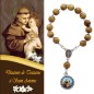 Couronne sur corde, avec perles en bois Ø8 mm et médaille en métal avec résine représentant saint Antoine.