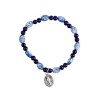 Bracelet dizainier sur elastique pour enfant avec grains en plastique Ø 4.5 mm et medaille metal de la Vierge Miraculeuse.
