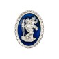 Plaque auto ovale de Saint Christophe en métal, émaillée bleue – Hauteur 3,5 cm