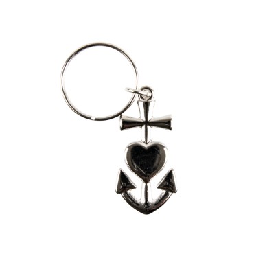 Porte-clés Croix de Camargue en métal argenté – Hauteur 4,5 cm