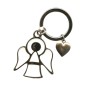 Porte-clés ange en métal argenté, émaillé blanc avec cœur – Hauteur 3,5 cm