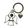Porte-clés ange en métal argenté, émaillé blanc avec cœur – Hauteur 3,5 cm