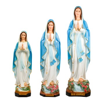 Statue en resine ou Fibre de verre,interieur et exterieur de ND Lourdes en couleur, Plusieurs Tailles.