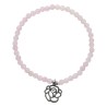 Bracelet sur elastique, grains pierre naturelle et synthetique Ø 4 mm et pendentif forme de rose acier inoxydable. LOT DE 5