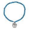 Bracelet sur elastique, grains pierre naturelle et synthetique Ø 4 mm et pendentif forme de rose acier inoxydable. LOT DE 5
