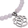 Bracelet sur elastique, grains pierre naturelle et synthetique Ø 4 mm et pendentif forme de rose acier inoxydable. LOT DE 5