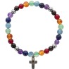 Bracelet sur elastique grains en pierre 7 Archanges Ø 6 mm avec medaille de saint Michel.