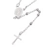 Chapelet en acier inoxydable couleur argentee, grains Ø 3 mm, croix sans Christ plus boite.