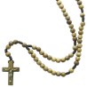Chapelet sur corde, grains ronds Ø6 mm, longueur jusqu’au cœur : 18 cm, croix en bois avec Christ.