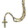 Chapelet sur corde, grains ovales Ø6/8 mm, longueur jusqu’au cœur : 24 cm, croix en bois avec Christ.