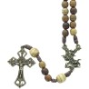Chapelet de saint Michel sur corde, grains striés ronds Ø7 mm, longueur jusqu’au cœur : 25 cm, croix en métal avec Christ.