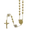 Chapelet en acier inoxydable, grains Ø 5 mm, pater Ø 1,2 cm avec vierge et strass. livre en boite