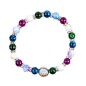 Bracelet sur élastique grains tachetés multicolores avec strass Ø 9 mm, résine V MIraculeuse..