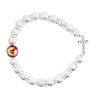 Bracelet sur élastique grains sablés pailletés Ø 8 mm, avec croix strass à personnaliser avec une résine.