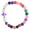 Bracelet sur elastique grains givres en pierre de lune synthetique et agate naturelle Ø 8 mm avec croix LOT DE 5