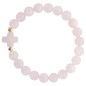 Bracelet sur elastique grains rond en pierre naturelle Ø 9 mm, avec croix. LOT DE 5 ASSORTIS.