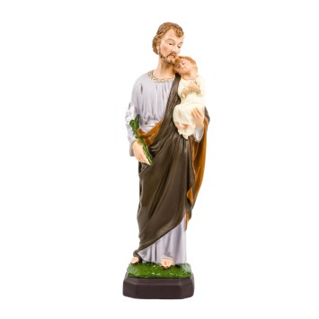 Statue en gomme et resine incassable interieur/exterieur en couleur de saint Joseph, Hauteur 30 cm.