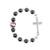 Bracelet dizainier sur élastique grains en hématite Ø 8 mm avec croix strass, à personnaliser avec une résine.
