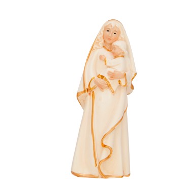 Statue en résine peinte à la main Vierge à l'enfant moderne style bois H- 12 cm-