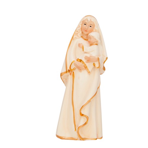 Statue en résine peinte à la main Vierge à l'enfant moderne style bois H- 12 cm-