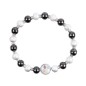 Bracelet dizainier sur elastique grains en hematite, grains sables et strass, Ø 8 mm a personnaliser avec une resine.