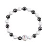 Bracelet dizainier sur elastique grains en hematite, grains sables et strass, Ø 8 mm a personnaliser avec une resine.