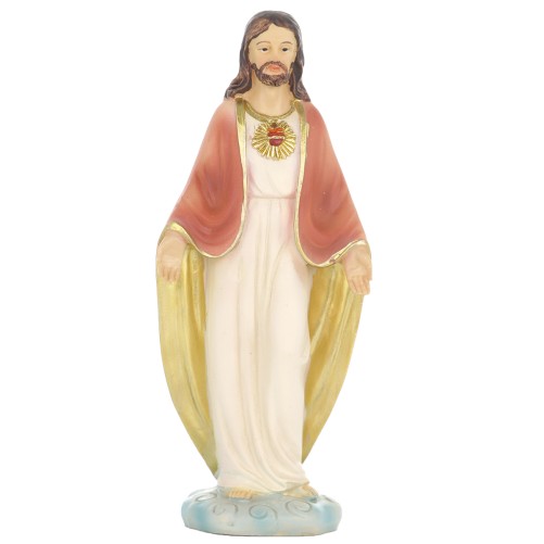 Statue en résine polychrome peinte à la main du SC de Jésus H. 12 cm