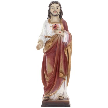 Statue en résine polychrome peinte à la main du SC de Jésus H. 12 cm