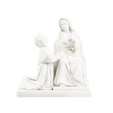 Statue resine peinte a la main de Sainte Catherine avec l apparition de la vierge H. 12 cm.