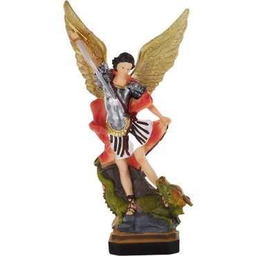 Statue en resine peinte a la main de saint Michel. H. 30 cm