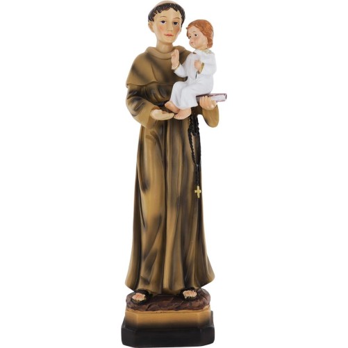 Statue en resine peinte a la main de saint Antoine de Padoue. H. 30 cm