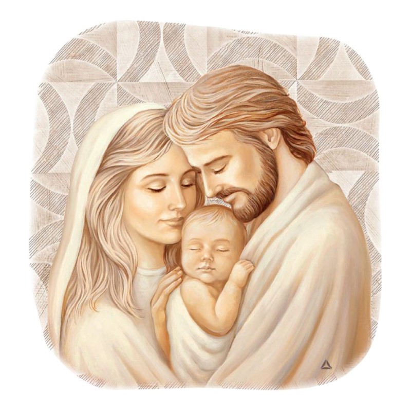 Cadre avec image nativite avec incisions de couleur argentee H. 10 x 10 cm.