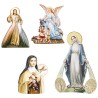 Magnet ou support a poser en bois image collée forme silhouette H. 7 cm, plusieurs saints.