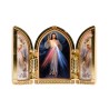 Triptyque en plastique couleurs assorties a poser H.6.5x9 cm avec image, plusieurs saints.