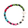 Bracelet sur elastique grains pierre peinte et hematite, Ø 7 mm avec croix.