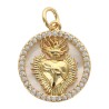 Medaille en coquille naturelle de l ex-voto en laiton dore incrustee de zirconium, Ø 1,6 cm . VENDU PAR LOT DE 5.