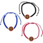 Bracelet sur corde reglable assorti avec medaille de Saint Benoit emaillee Ø 1,7 cm doree. LOT DE 6 ASS