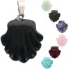 Pendentif coquille Saint Jacques de compostelle en pierre naturelle ou synthetique Ø  2 cm. LOT DE 10 ASSORTIS
