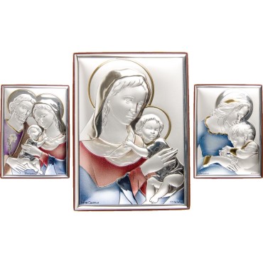 Support en bois à suspendre ou à poser H. 11 x 8 cm sujet plaque laminée argentée et colorée, plusieurs modèles.